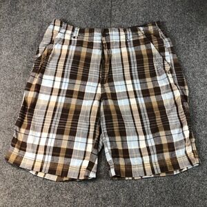 Unionbay Plaid Shorts Men's Size 38 Brown Blue Beige Casual Outdoor Comfort